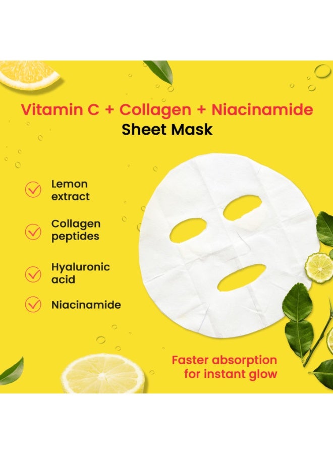 Chicnutrix – Collagen & Vitamin C Korean Sheet Mask | Instant Brightening & Glow | With Niacinamide & Hyaluronic Acid | All Skin Types | 25g - Image 2